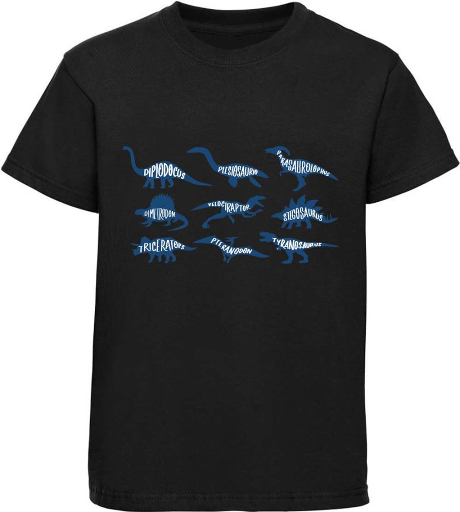 Children's printed t-shirt with Dinosaur Silhouettes & Names
